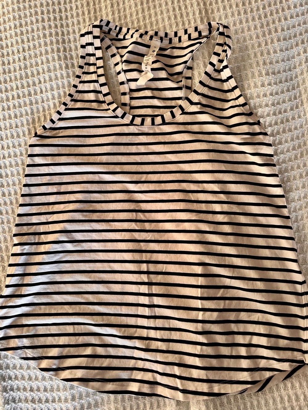 lululemon athletica Black and White Striped Racerback Tank